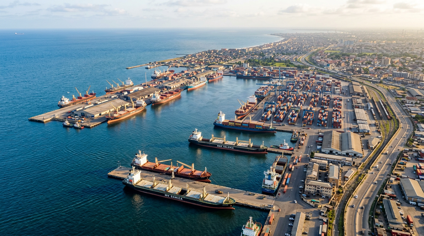 Aerial view of coastal port — maritime intelligence