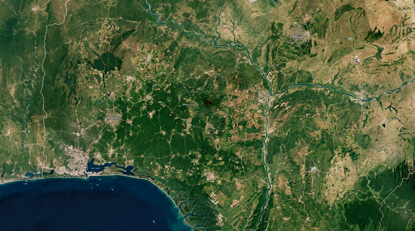 Satellite earth observation showing broad-area coverage